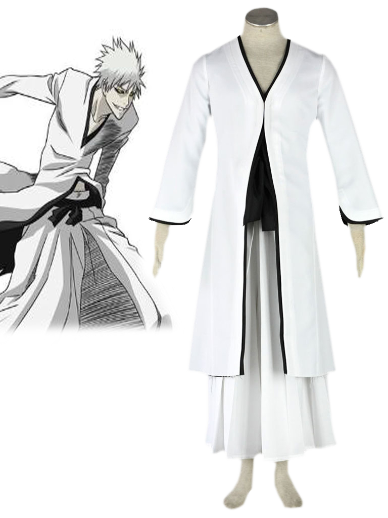 Bleach White Ichigo Kurosaki Bankai Kimono Uniform Cosplay Costumes